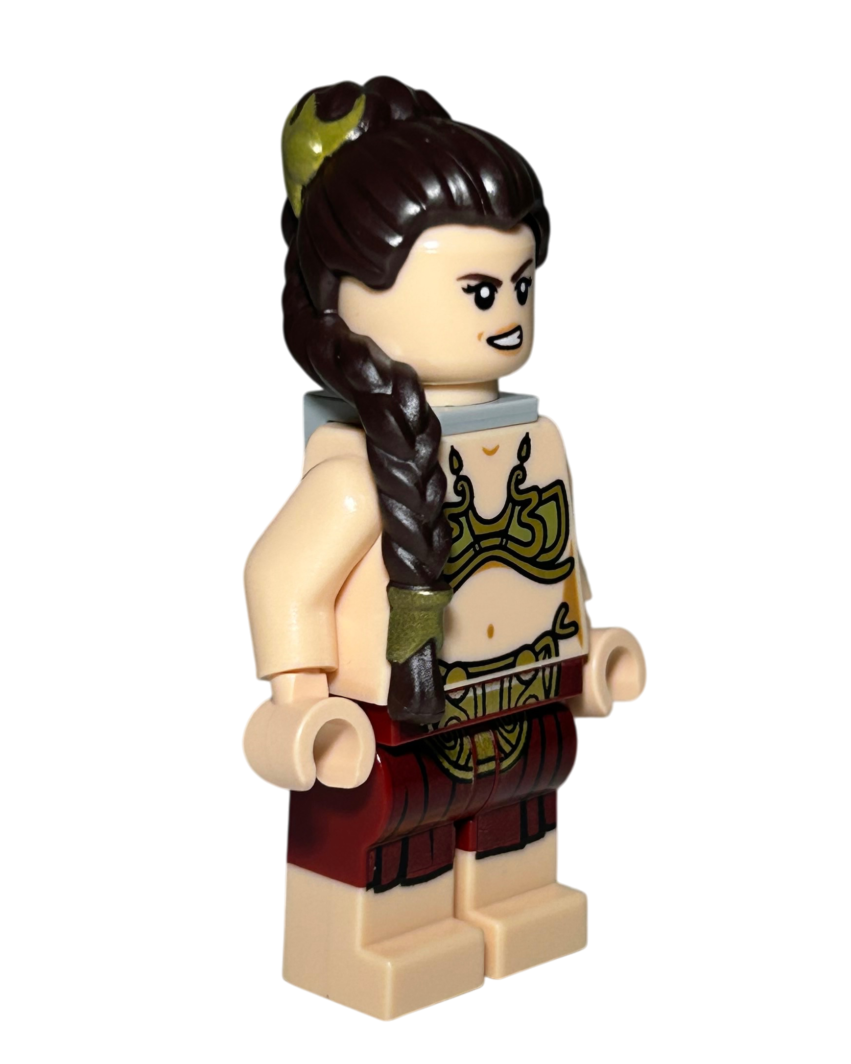 Prinzessin Leia SW1389 LEGO Star Wars Minifigur Jabba Palace Outfit Seitenansicht links rick2d2