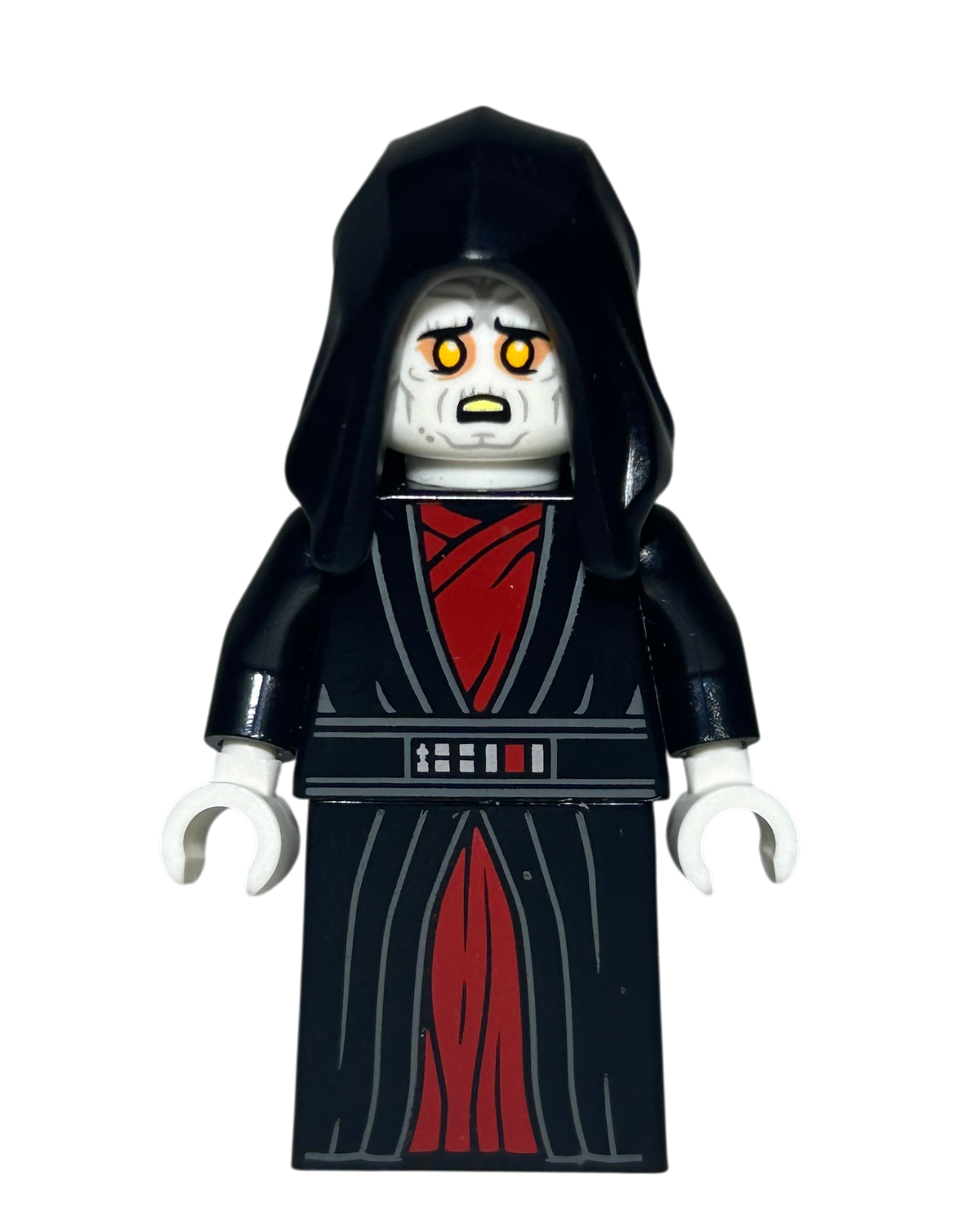 Emperor Palpatine SW1405 LEGO Star Wars Minifigur schwarze rote Robe Detailansicht brick2d2