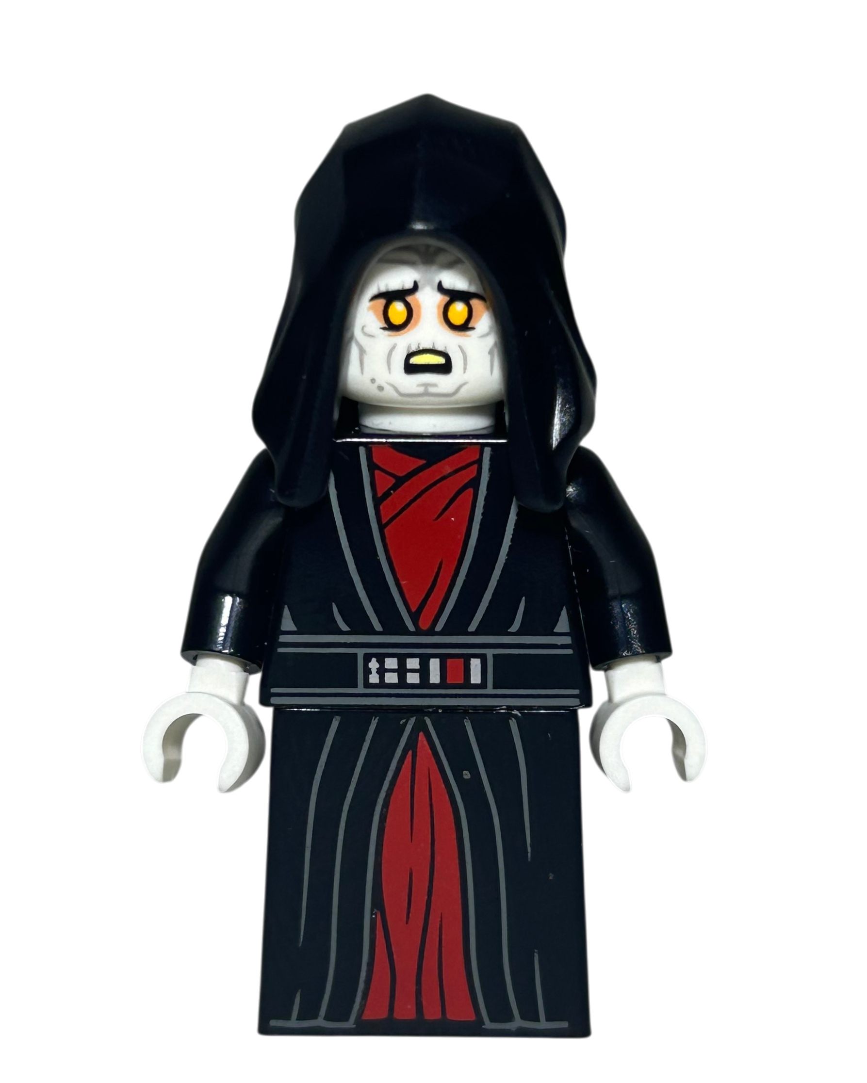 Emperor Palpatine SW1405 LEGO Star Wars Minifigur schwarze rote Robe Detailansicht brick2d2