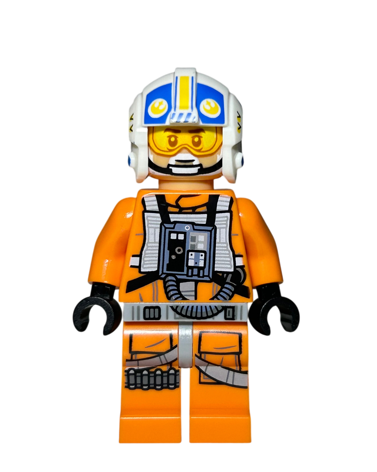LEGO Star Wars Minifigur Carson Teva SW1518 Detailansicht des Helms mit blauen und gelben Markierungen brick2d2