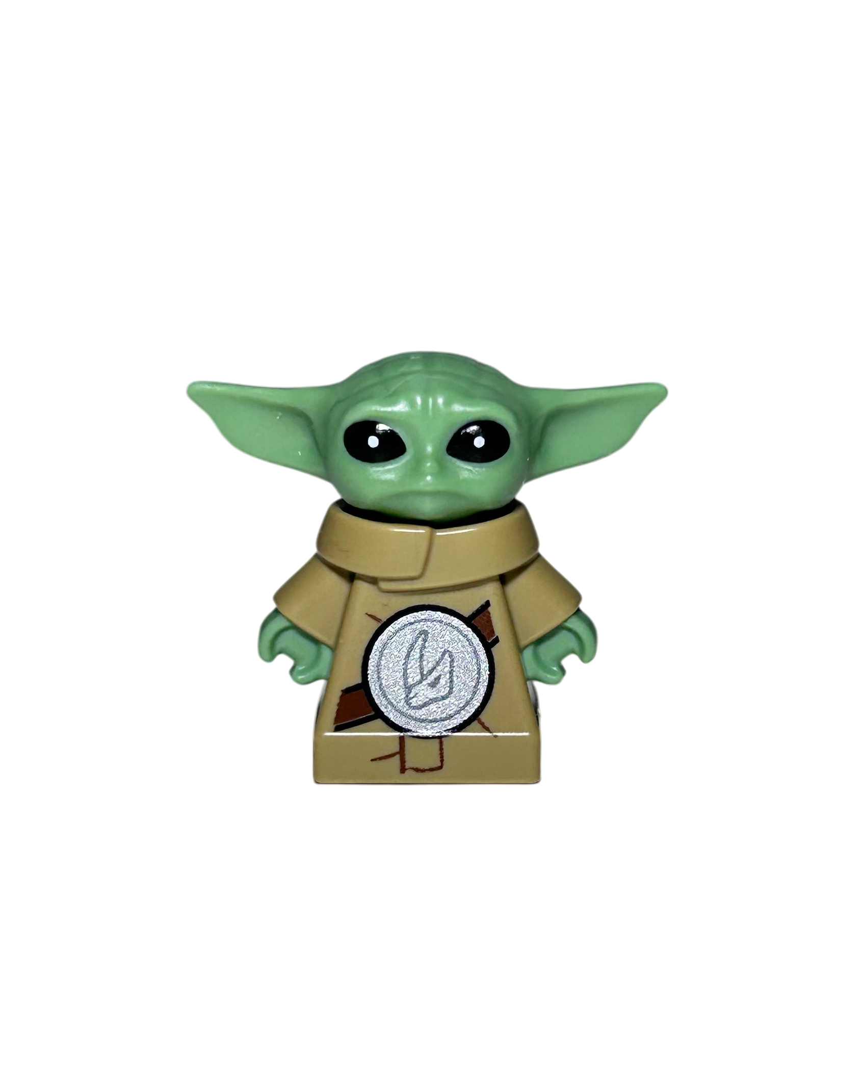 Grogu SW1522 LEGO Star Wars Minifigur Beskar Rüstung Vorderansicht brick2d2