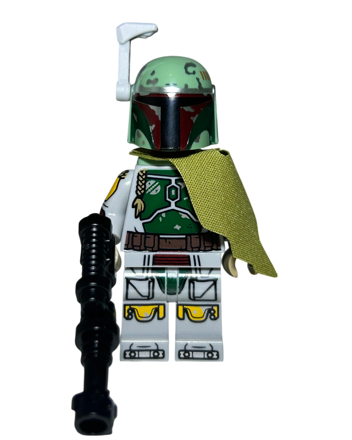 Boba Fett SW1538 LEGO Star Wars Minifigur aus dem baubaren Boba Fett Set 75455 mit Blaster Vorderansicht Mit Blaster Brick2D2