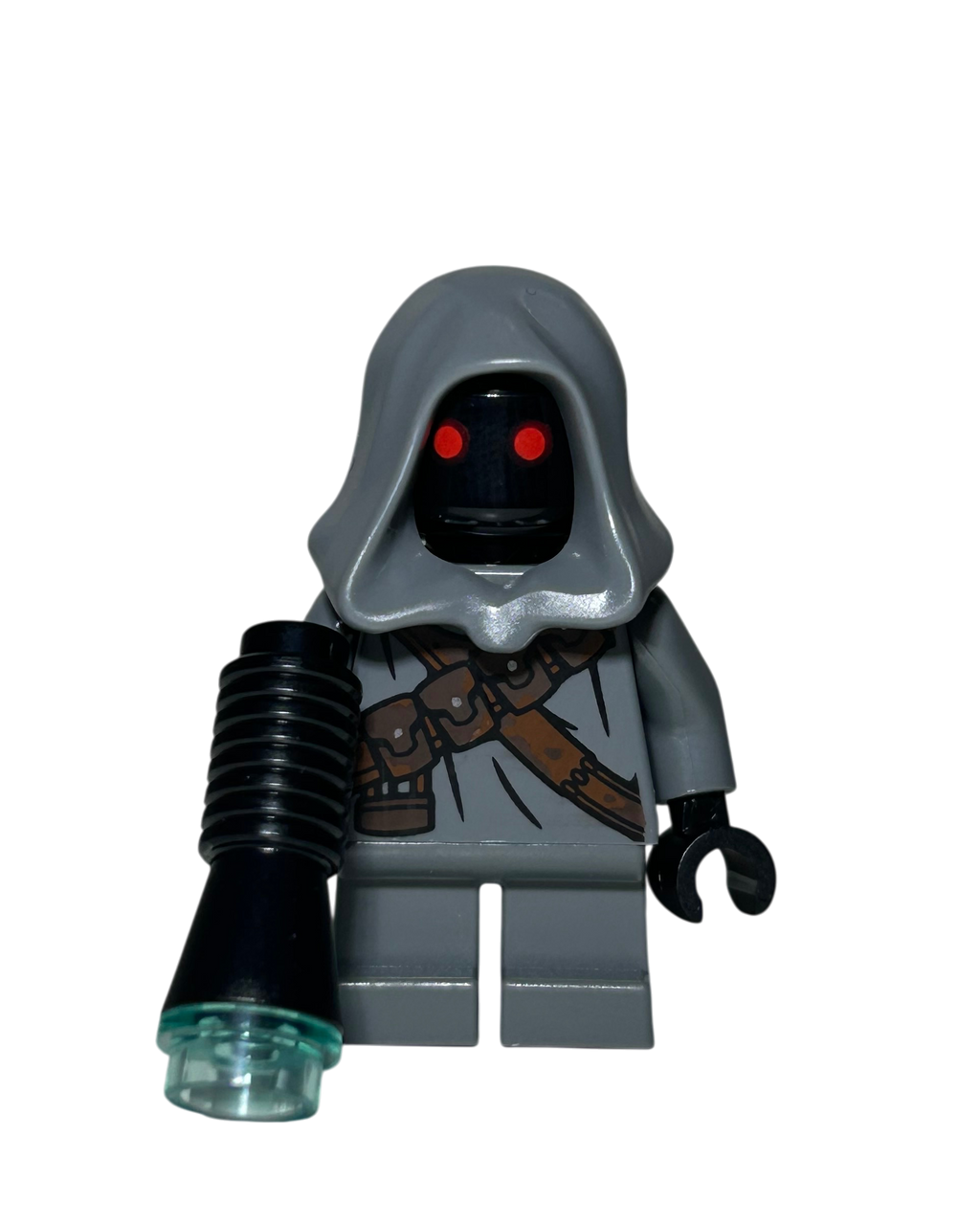 Jawa SW1542 LEGO Star Wars Minifigur grau mit Gurten Vorderansicht brick2d2